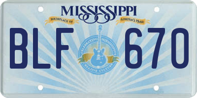 MS license plate BLF670