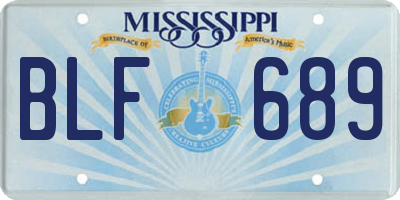 MS license plate BLF689