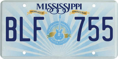 MS license plate BLF755
