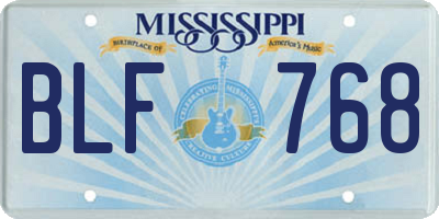 MS license plate BLF768