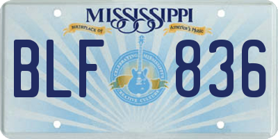 MS license plate BLF836