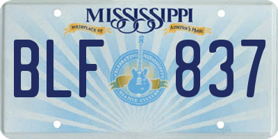 MS license plate BLF837