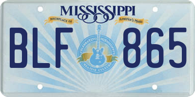 MS license plate BLF865