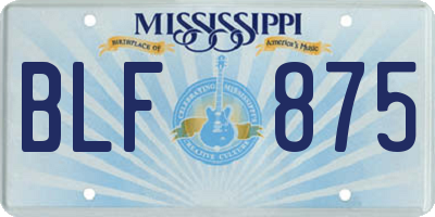 MS license plate BLF875