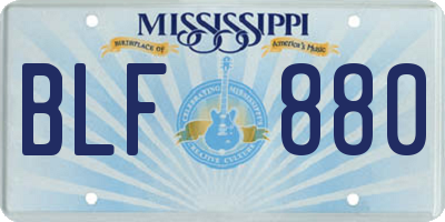 MS license plate BLF880