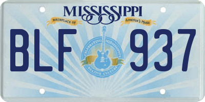 MS license plate BLF937