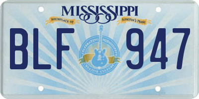 MS license plate BLF947