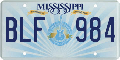 MS license plate BLF984