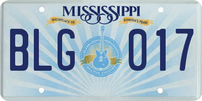 MS license plate BLG017