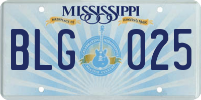 MS license plate BLG025