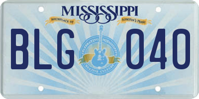 MS license plate BLG040