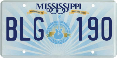 MS license plate BLG190