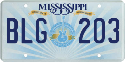 MS license plate BLG203