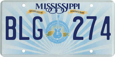 MS license plate BLG274