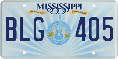 MS license plate BLG405
