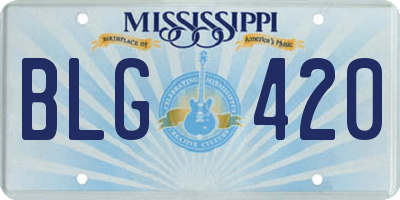 MS license plate BLG420