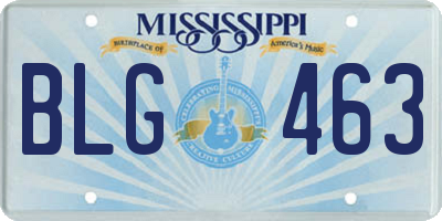 MS license plate BLG463