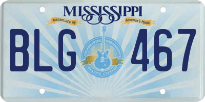 MS license plate BLG467