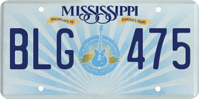 MS license plate BLG475