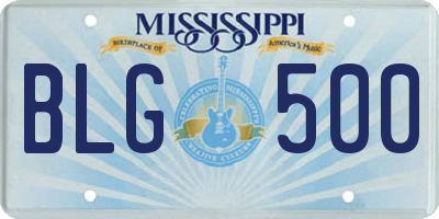 MS license plate BLG500