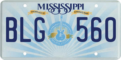 MS license plate BLG560