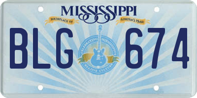 MS license plate BLG674