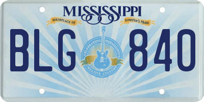 MS license plate BLG840