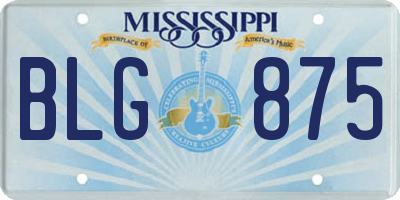 MS license plate BLG875