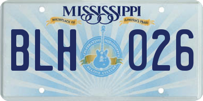 MS license plate BLH026