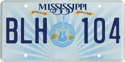 MS license plate BLH104