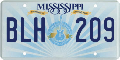 MS license plate BLH209