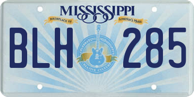 MS license plate BLH285