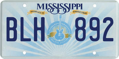MS license plate BLH892