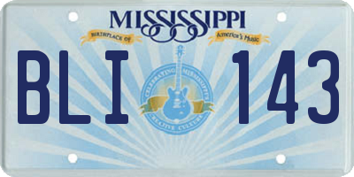 MS license plate BLI143