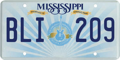 MS license plate BLI209