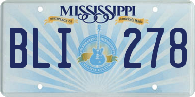 MS license plate BLI278