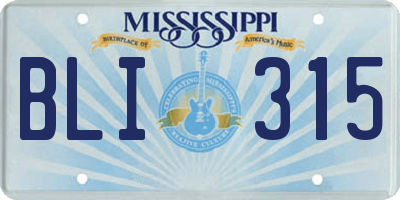 MS license plate BLI315