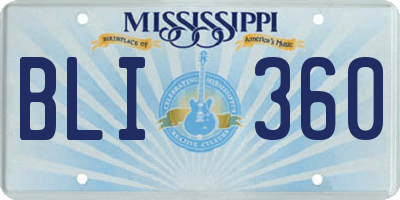 MS license plate BLI360