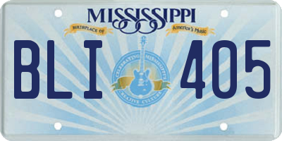 MS license plate BLI405