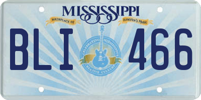 MS license plate BLI466