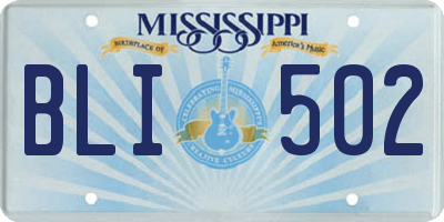 MS license plate BLI502
