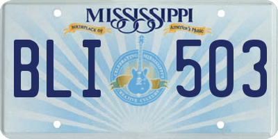MS license plate BLI503