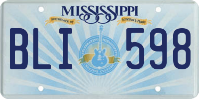MS license plate BLI598