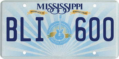 MS license plate BLI600