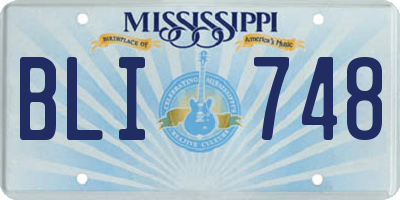 MS license plate BLI748