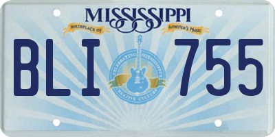 MS license plate BLI755