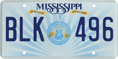 MS license plate BLK496