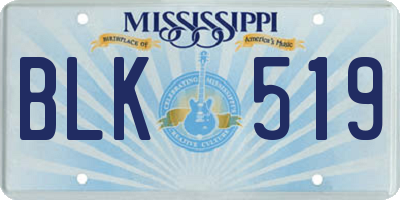 MS license plate BLK519