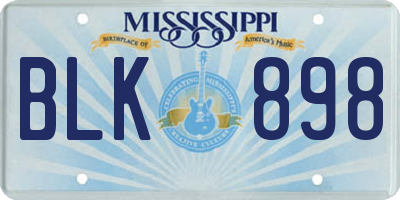 MS license plate BLK898