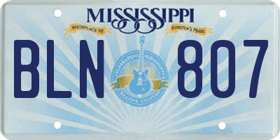 MS license plate BLN807